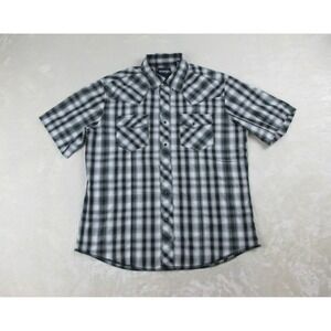 Wrangler Jeans Co Shirt Mens Large Black Button Up Pearl Snap Cowboy Western